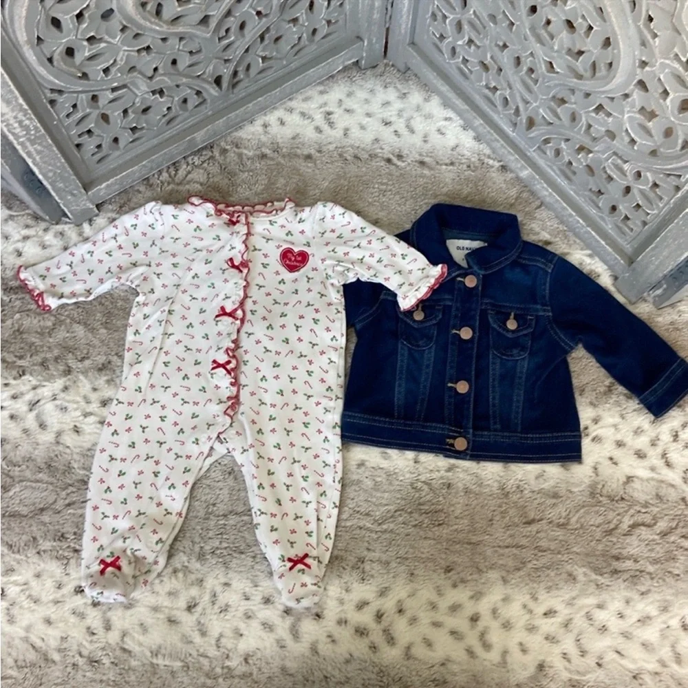 Old Navy My First Christmas set baby girls 6 months holiday party candy cane